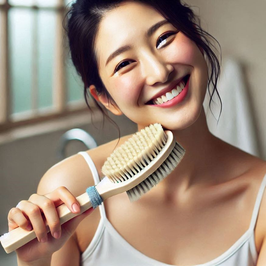 woman dry brushing